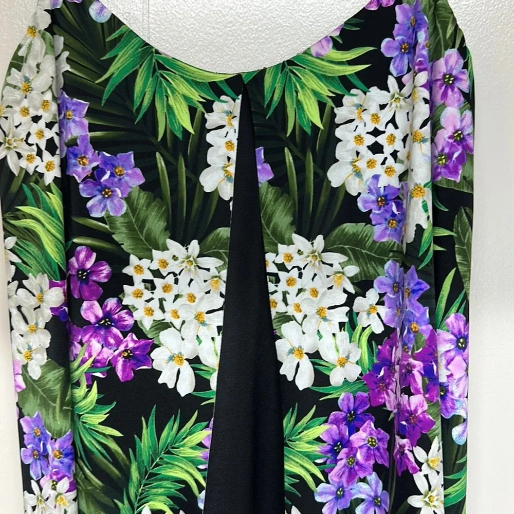 Floral Tankini Top with Adjustable Straps Opens in Front and Back Sz 14 - Picture 2 of 8